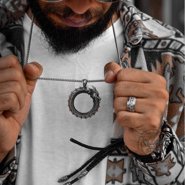 Self-Devourer Pure Tin Ouroboros Necklace Main Image