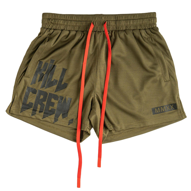 MUAY THAI SHORTS (MID THIGH CUT) v2 - OLIVE Hover Image