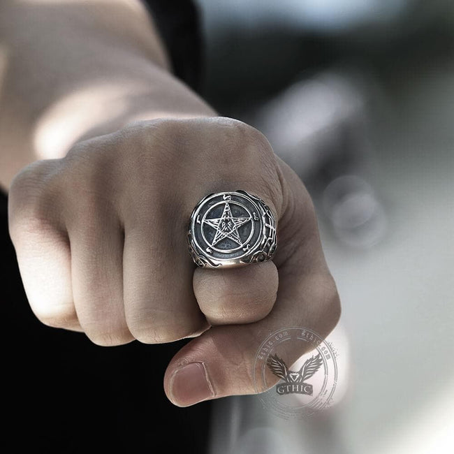 Sigil of Baphomet Stainless Steel Satan Ring Main Image