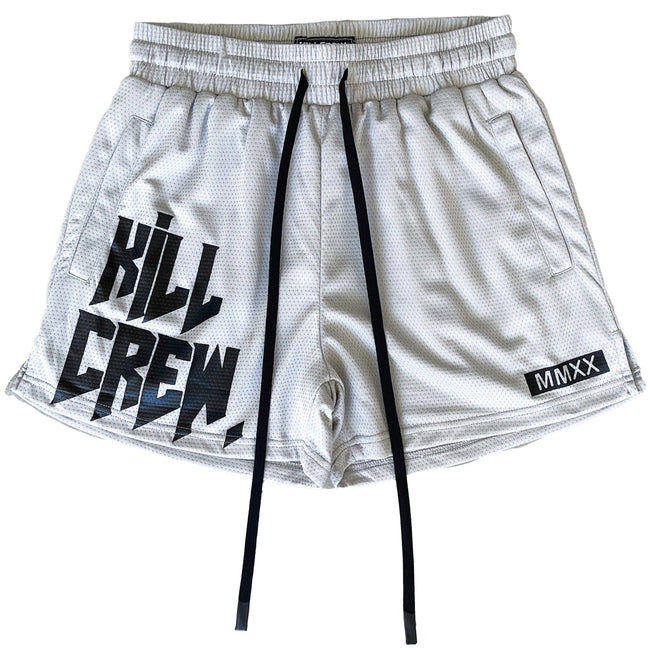 MUAY THAI SHORTS (MID THIGH CUT) - SILVER Hover Image