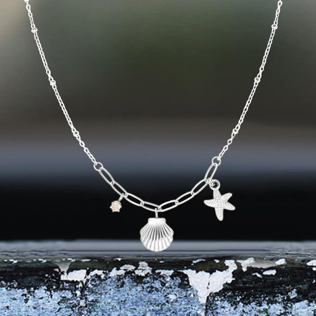 Simple Starfish Shell Stainless Steel Necklace Hover Image
