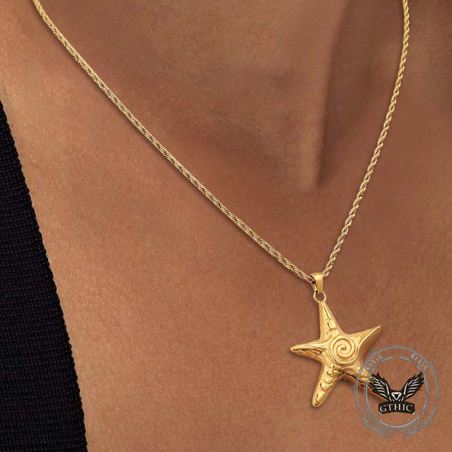 Simple Swirl Starfish Stainless Steel Necklace Main Image