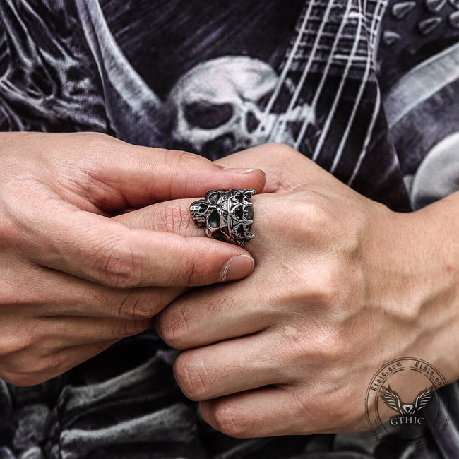 Skeleton King Crown Stainless Steel Skull Ring Main Image