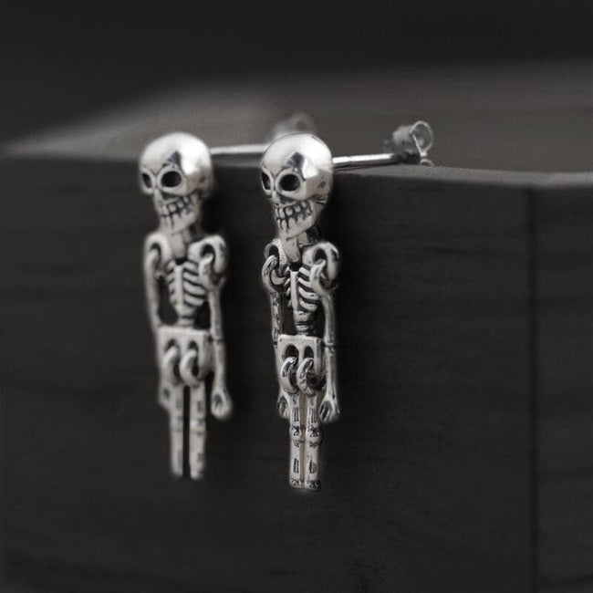 Skeleton Sterling Silver Earrings Hover Image