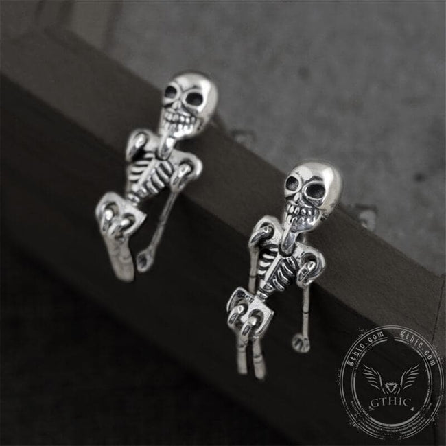 Skeleton Sterling Silver Earrings Main Image