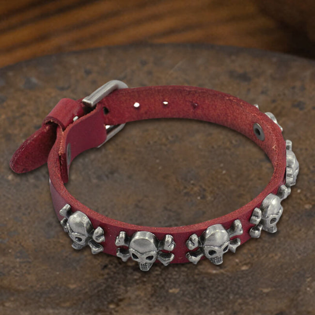 Skull Alloy Leather Punk Bracelet Main Image