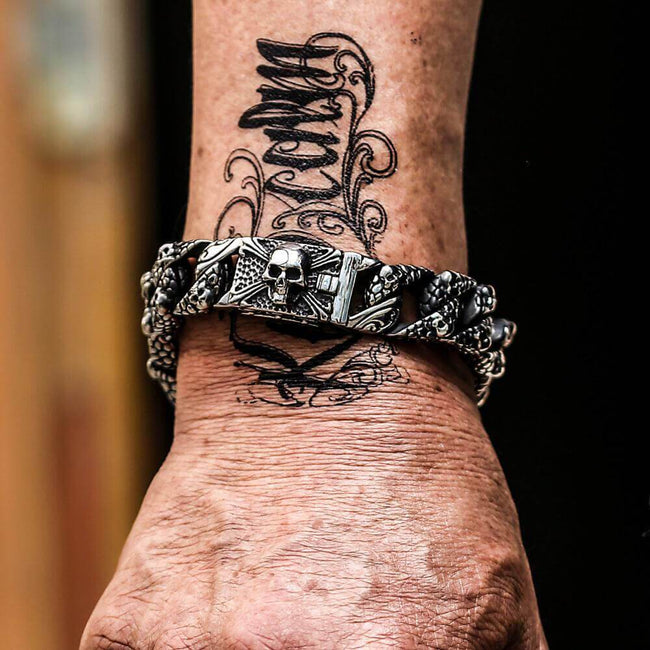 Skull and Cross Stainless Steel Bracelet Main Image
