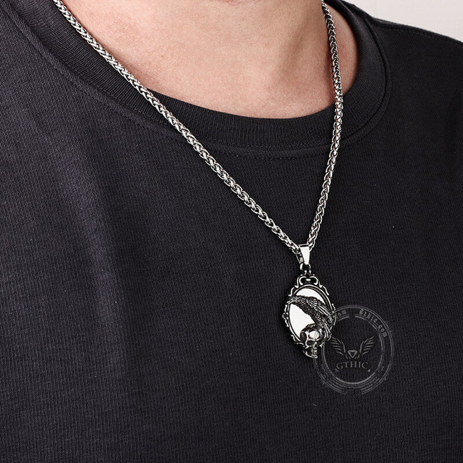 Skull And Raven Stainless Steel Pendant Main Image