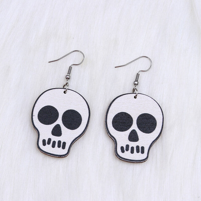 Skull Bones Acrylic Halloween Earrings Hover Image