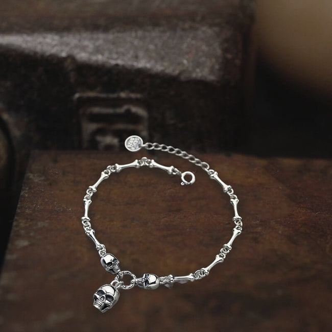 Skull Bones Sterling Silver Bracelet Hover Image