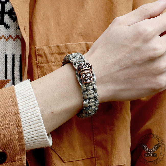 Skull King Crown Alloy Paracord Bracelet Main Image