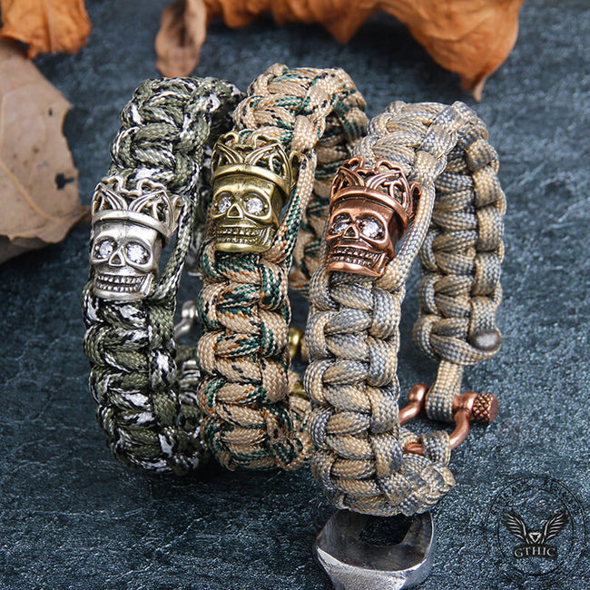 Skull King Crown Alloy Paracord Bracelet Hover Image