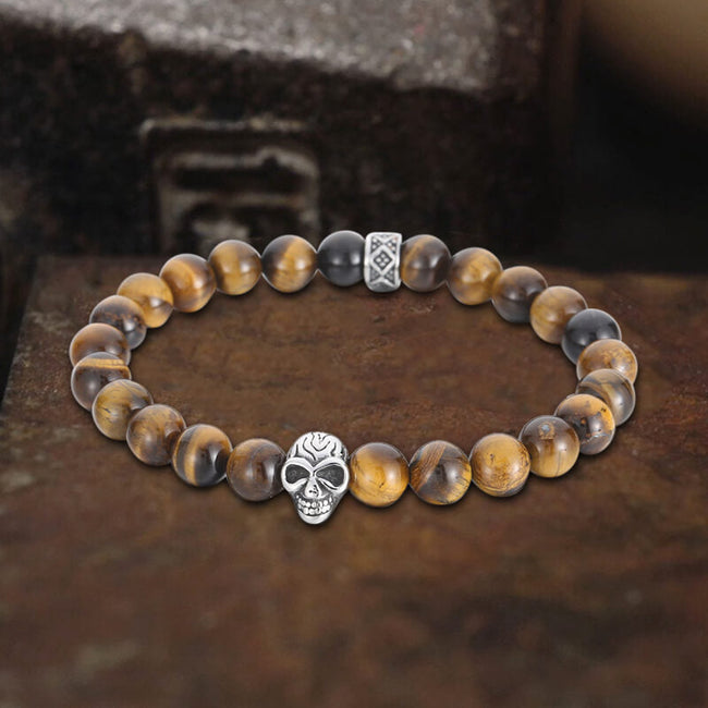 Skull Stainless Steel Beads Bracelet Hover Image