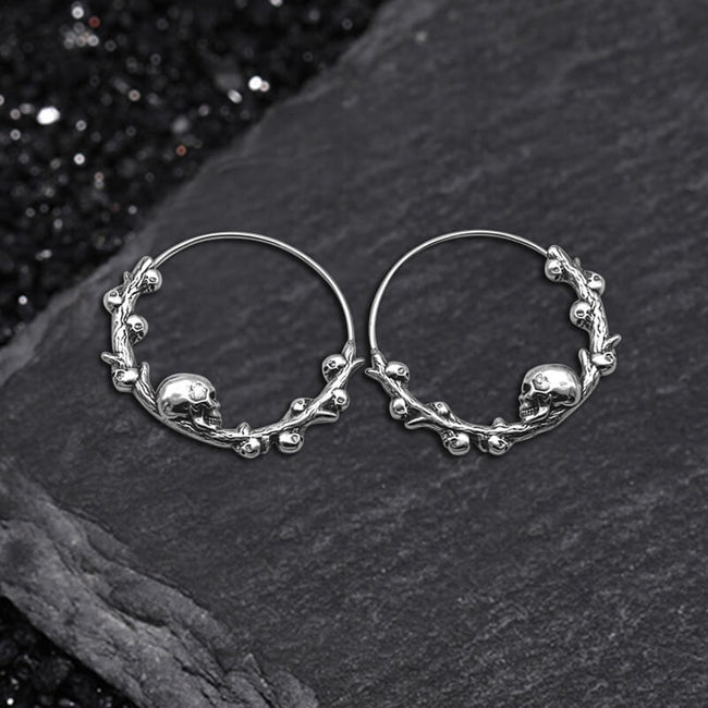 Skull Thorns Stainless Steel Earrings Hover Image