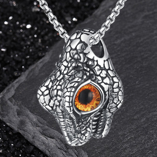 Snake Head Gem Eyes Stainless Steel Punk Pendant Hover Image