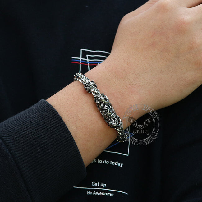 Snake Punk Stainless Steel Skull Bracelet Main Image