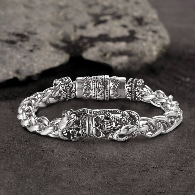 Snake Punk Stainless Steel Skull Bracelet Hover Image