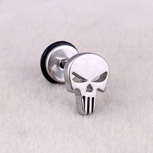 Spooky Stainless Steel Skull Stud Earrings Main Image