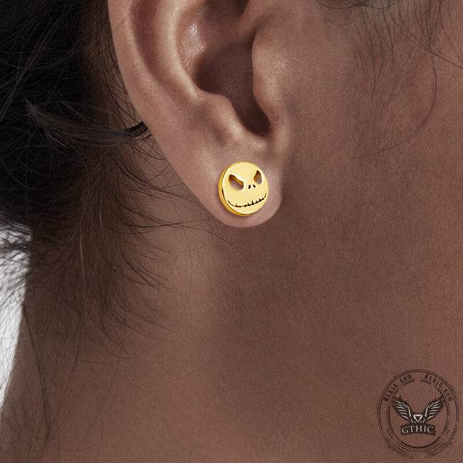 Stitched Smile Skull Stainless Steel Stud Earrings Main Image