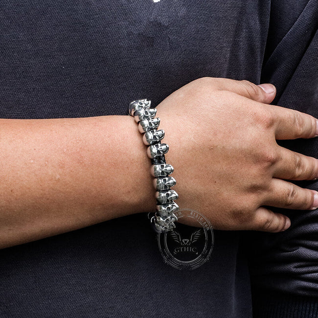Surrounded Skulls Stainless Steel Bracelet Main Image