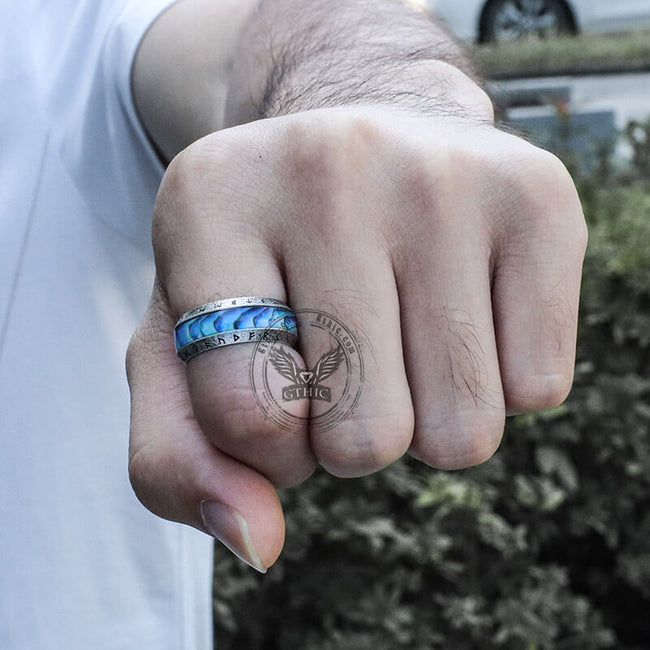 Tree Of Life Stainless Steel Shell Viking Ring Main Image