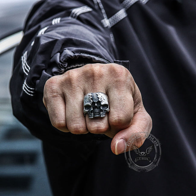 Two-Face Stainless Steel Skull Ring Main Image