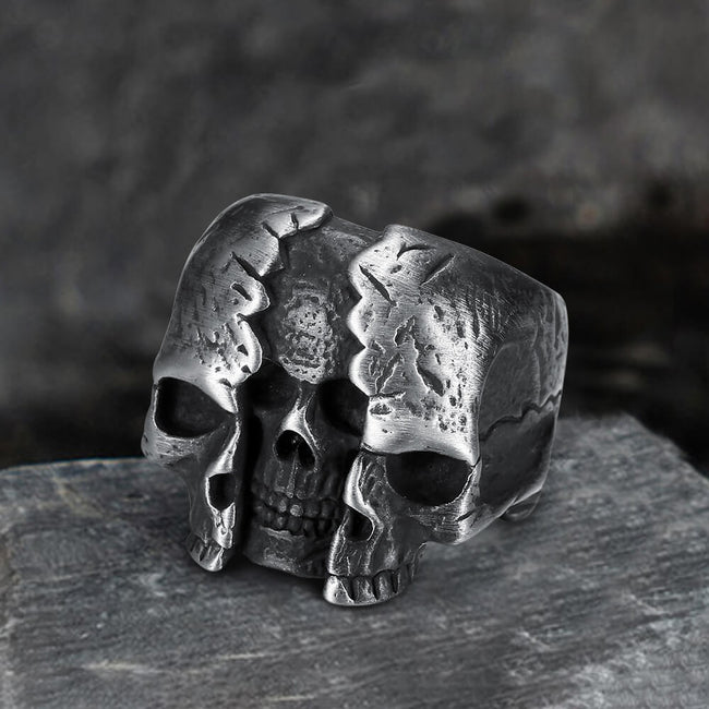 Two-Face Stainless Steel Skull Ring Hover Image