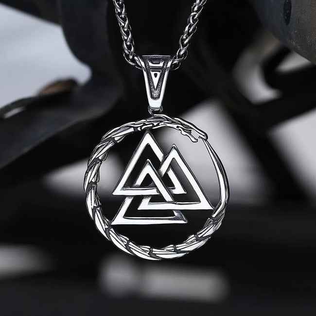 Valknut Stainless Steel Viking Dragon Pendant Main Image