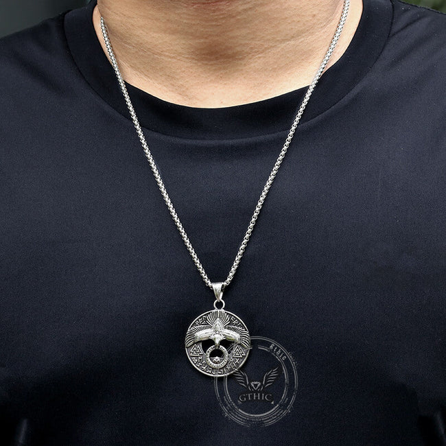 Valknut Viking Runes Eagle Stainless Steel Necklace Main Image