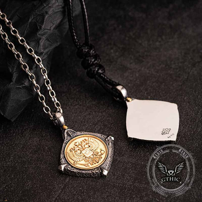 Victory Wings Double Headed Eagle Sterling Silver Pendant Hover Image