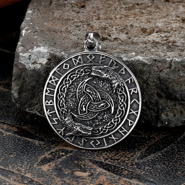 Viking Celtic Wolf Runes Stainless Steel Pendant Hover Image