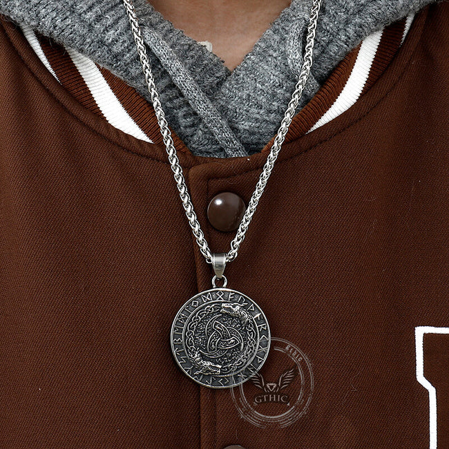 Viking Celtic Wolf Runes Stainless Steel Pendant Main Image