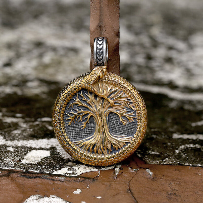 Viking Ouroboros Tree Of Life Stainless Steel Pendant Hover Image