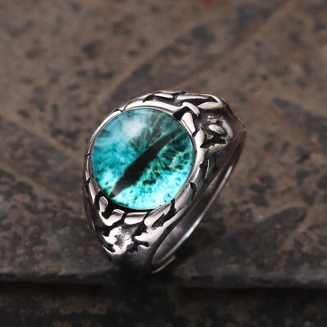 Vintage Dragon Eye Stainless Steel Ring Hover Image
