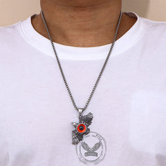 Vintage Falcon Wings Devil Eye Stainless Steel Pendant