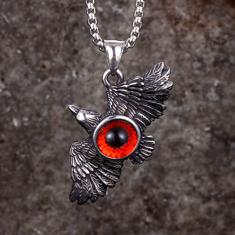 Vintage Falcon Wings Devil Eye Stainless Steel Pendant