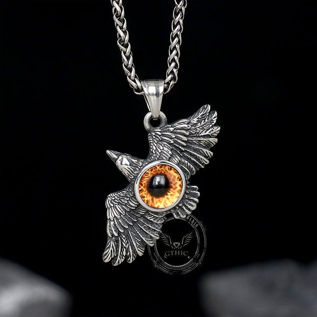 Vintage Falcon Wings Devil Eye Stainless Steel Pendant Hover Image