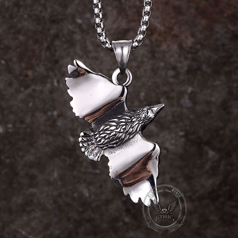Vintage Falcon Wings Devil Eye Stainless Steel Pendant