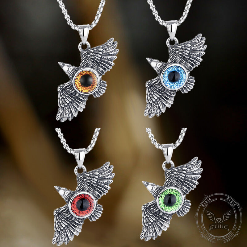 Vintage Falcon Wings Devil Eye Stainless Steel Pendant