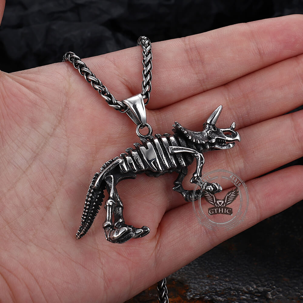Vintage Ferocious Dinosaur Stainless Steel Pendant