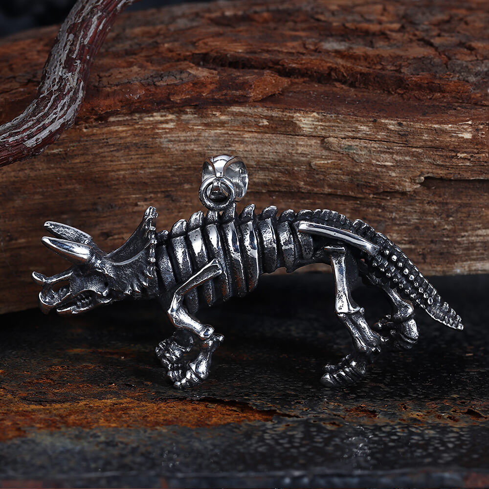 Vintage Ferocious Dinosaur Stainless Steel Pendant