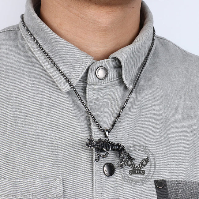 Vintage Ferocious Dinosaur Stainless Steel Pendant Main Image