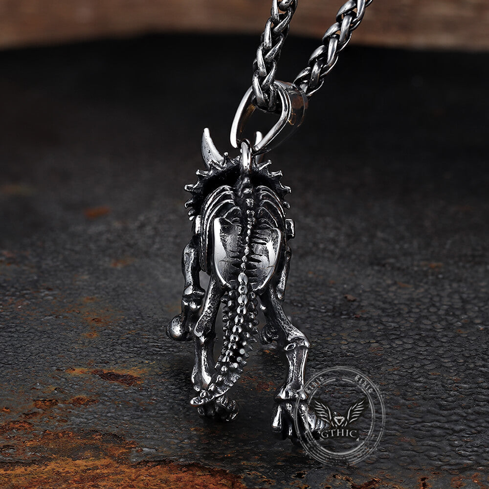 Vintage Ferocious Dinosaur Stainless Steel Pendant