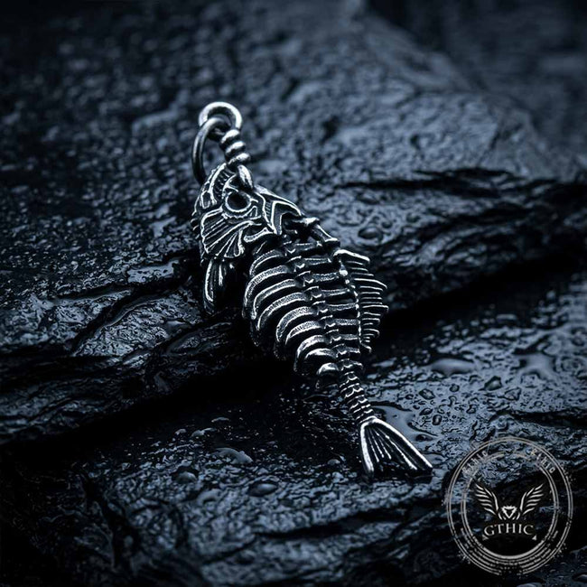 Vintage Fish Skeleton Stainless Steel Pendant Hover Image
