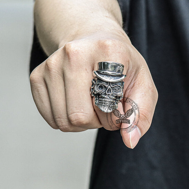 Vintage Gentleman Skull Stainless Steel Ring Main Image