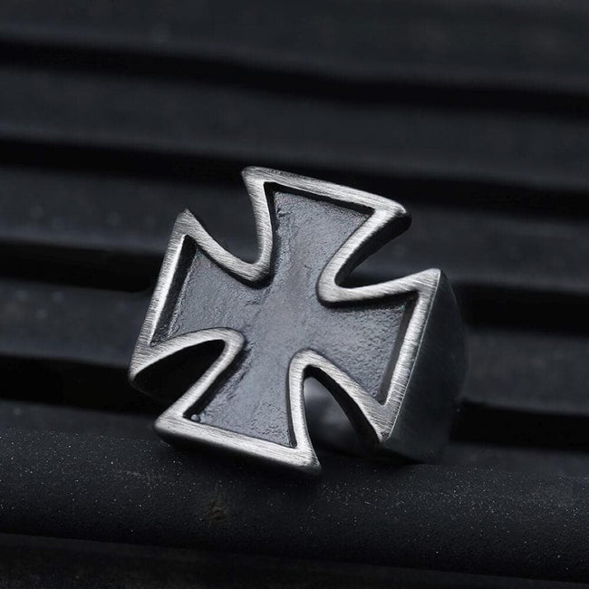 Vintage Iron Cross Stainless Steel Ring Hover Image