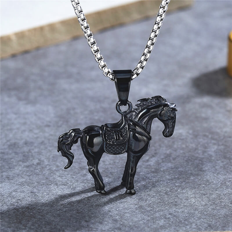 Vintage Prairie Horse Stainless Steel Pendant