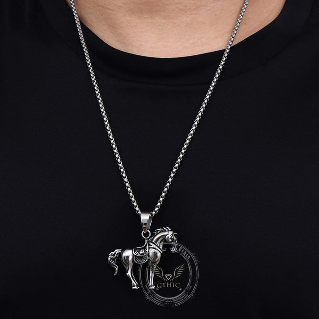 Vintage Prairie Horse Stainless Steel Pendant Main Image