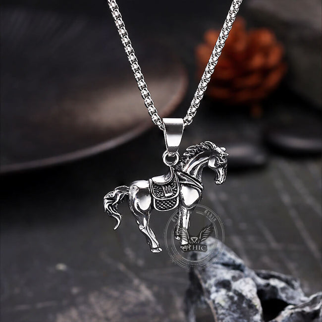 Vintage Prairie Horse Stainless Steel Pendant Hover Image