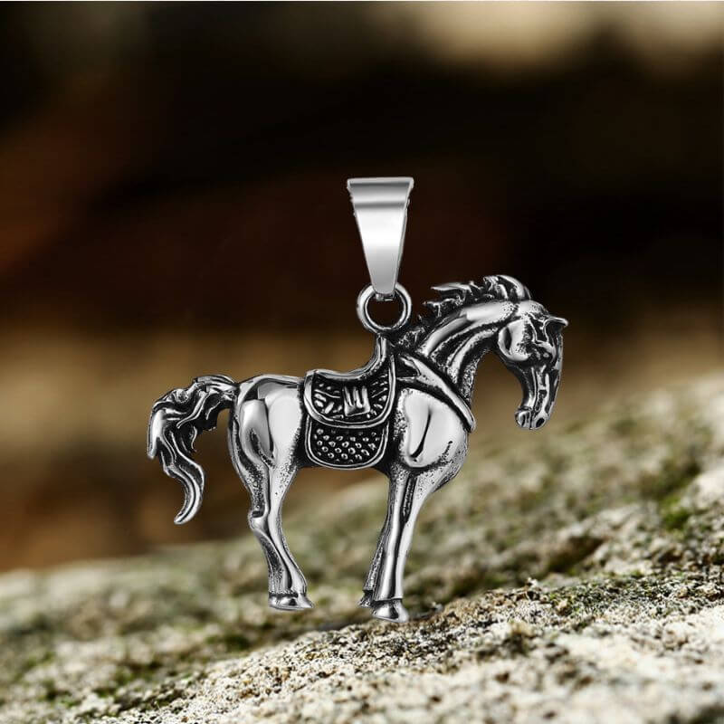 Vintage Prairie Horse Stainless Steel Pendant